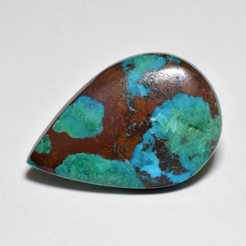 Multicolor Chrysocolla Gema - 7.2ct Cabujón Pera (ID: 603146)