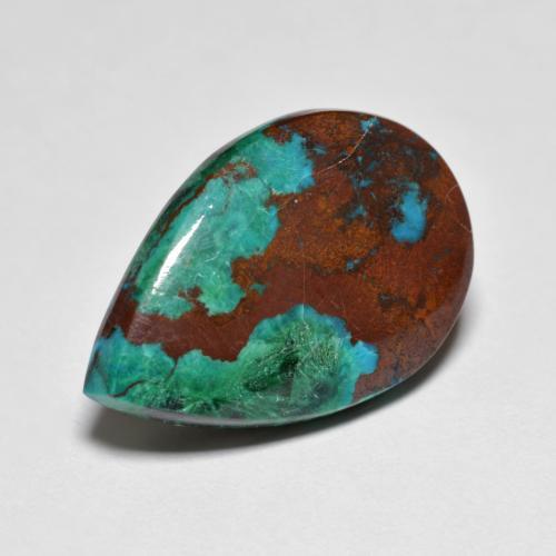 Multicolor Chrysocolla Gema - 7.6ct Cabujón Pera (ID: 603216)