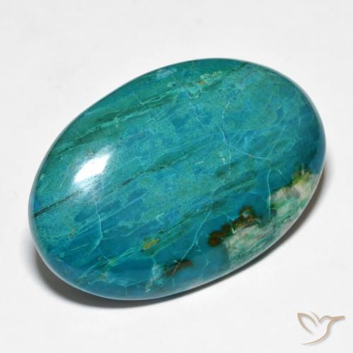 36.15 ct Turquoise Chrysocolla Stone, Natural Chrysocolla in Oval Cabochon Shape for Sale