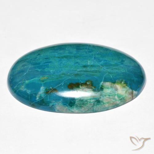Chrysocolla Gemstone in 32.9 x 21.7 mm Size for Sale, Chrysocolla Stone in Medium Blue Green Color