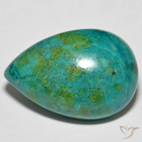 Chrysocolle Multicolore pear cabochon 29,2 x 19,8mm d'Australie, poids de 36,19 ct, pierre gemme naturelle Non traité de pureté Opaque , 1 pièce de chrysocolle, couleur : Multicolore, dureté de Mohs de 2 à 4, Photo A