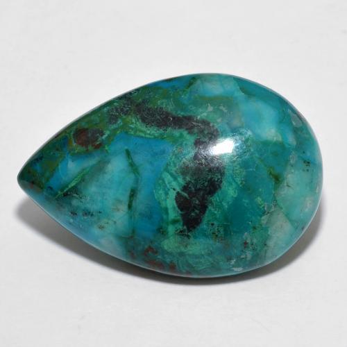 Chrysocolla Turquesa Pera de 22,8 x 15,4mm de Australia, peso de 14.82 ct, piedra preciosa natural No tratado en Opaco Clarity, Chrysocolla Cabujón Pera de 1 pieza - Color: Cerceta oscuro, dureza Mohs de 2 - 4, Photo A