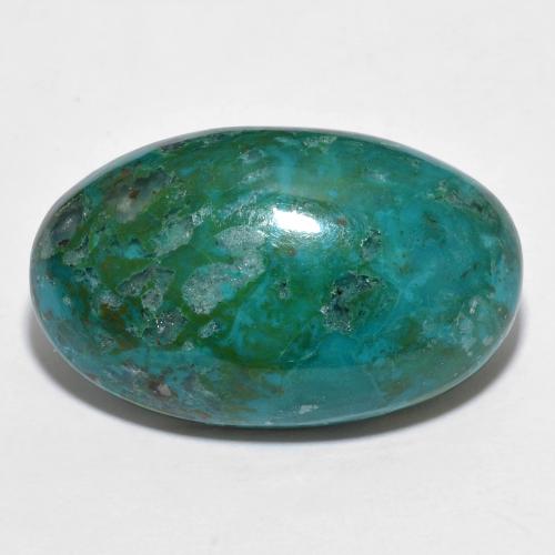 Chrysocolla Turquesa Ovalada de 22,3 x 12,7mm de Australia, peso de 13.12 ct, piedra preciosa natural No tratado en Opaco Clarity, Chrysocolla Cabujón Óvalo de 1 pieza - Color: Verde azulado medio, dureza Mohs de 2 - 4, Photo A
