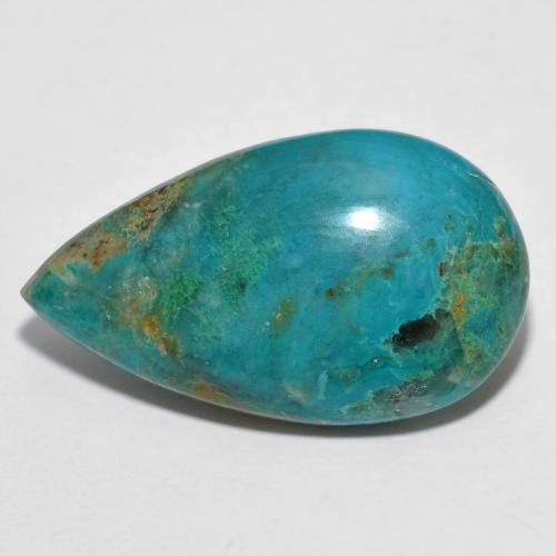 Chrysocolle Turquoise pear cabochon d'Australie, 23,8 x 13,8mm, poids de 10,62 ct, pierre gemme naturelle Non traité de pureté Opaque , 1 pièce de chrysocolle, couleur Bleu foncé Vert, dureté Mohs de 2 à 4, Photo A