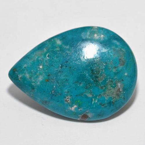 米国製14,88カラットペアーカボションクリソコラ、寸法25,3 x 18,5 mm、オペーククラリティ、天然のジェムストーン、ダークティール1pcクリソコラ、モース硬度2 - 4, Photo A