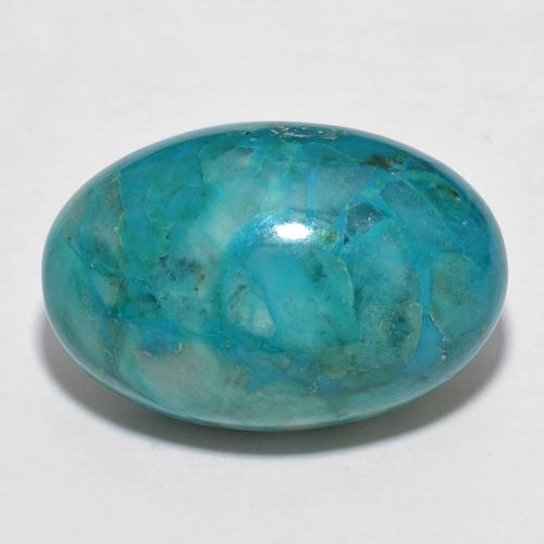 19,9 x 13,2mm Crisocolla turchese taglio ovale dall'Australia, peso di 14,35 ct, pietra preziosa naturale non trattati in purezza Opaque, 1 pezzo Crisocolla Ovale cabochon - Colore: Verde blu scuro, durezza Mohs di 2 - 4 , Photo A