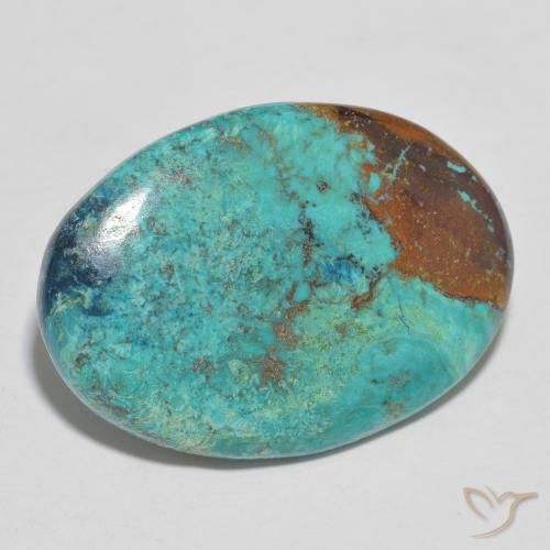 Chrysocolle Turquoise oval cabochon 24,5 x 17,4mm d'Australie, poids de 11,78 ct, pierre gemme naturelle Non traité de pureté Opaque , 1 pièce de chrysocolle, couleur : Sarcelle moyen, dureté de Mohs de 2 à 4, Photo A