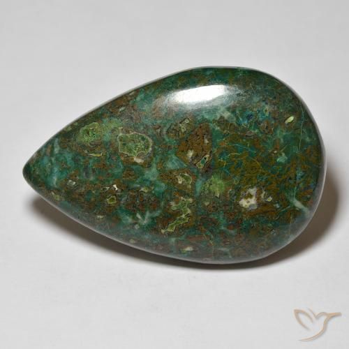 Chrysocolle Multicolore pear cabochon 38,38 ct d'Australie, dimension 37,6 x 24,7mm, pierre gemme naturelle Non traité, pureté Opaque , 1 pièce Chrysocolle de couleur Multicolore, dureté Mohs de 2 à 4, Photo A