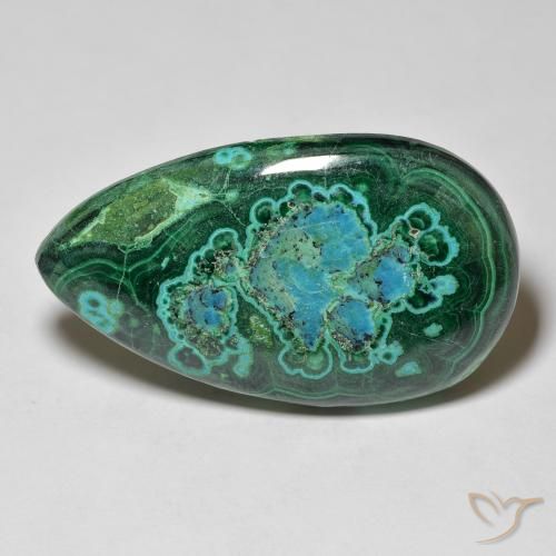 Chrysocolle Multicolore Poire 48,69 ct d'Australie, Dimension 35,2 x 21,1mm, Pierre gemme naturelle Non traité, pureté Opaque , 1 pièce de chrysocolle pear cabochon, dureté de Mohs de 2 à 4, Photo A