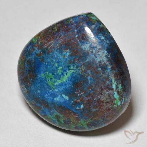 21,43ct Cabochon pera multicolore Crisocolla dall'Australia, Dimension 21,2 x 21mm, Natural non trattati Gemstone, Opaque Clarity, 1 piece Crisocolla in Multicolore Color, Mohs Hardness of 2 - 4, Photo A