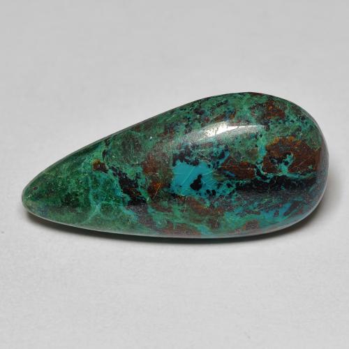 11.8 x 14.8mm Pear Multicolor Chrysocolla from Australia, Weight of 12.12ct, Natural untreated Gemstone in Opaque Clarity, 1pc Pear Cabochon Chrysocolla - Color: Multicolor, Mohs Hardness of 2 - 4, Photo A