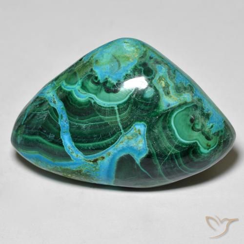 Chrysocolle Multicolore fancy cabochon 32,9x22 mm d'Australie, poids de 46,53 ct, pierre gemme naturelle Non traité de pureté Opaque , 1 pièce de chrysocolle, couleur : Multicolore, dureté de Mohs de 2 à 4, Photo A