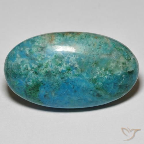 33.90 ct Turquoise Chrysocolla Stone, Natural Chrysocolla in Oval Cabochon Shape for Sale