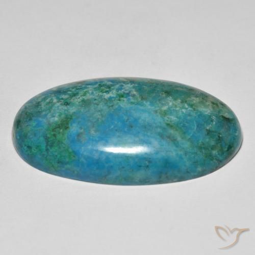 Chrysocolla Gemstone in 33.1 x 19.2 mm Size for Sale, Chrysocolla Stone in Medium Greenish Blue Color
