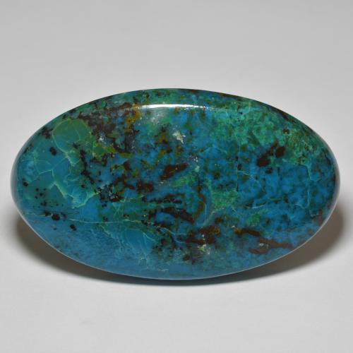 Chrysocolle Multicolore oval cabochon 72,81 ct d'Australie, dimension 48,6 x 29,4mm, pierre gemme naturelle Non traité, pureté Opaque , 1 pièce Chrysocolle de couleur Vert bleu multicolore, dureté Mohs de 2 à 4, Photo A