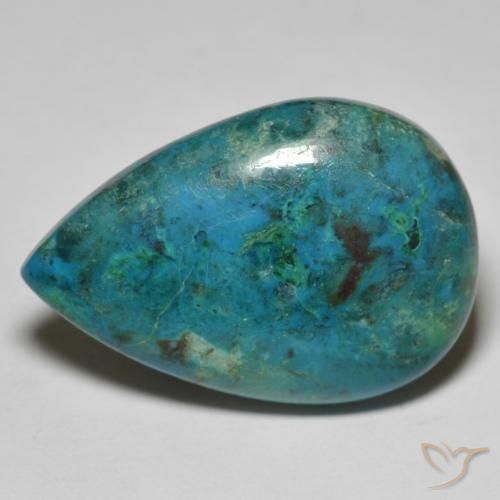 28,5 x 19,4mm Crisocolla multicolore taglio pera dall'Australia, peso di 23,18 ct, pietra preziosa naturale non trattati in purezza Opaque, 1 pezzo Crisocolla Cabochon pera - Colore: Multicolore Blu Verde, durezza Mohs di 2 - 4 , Photo A