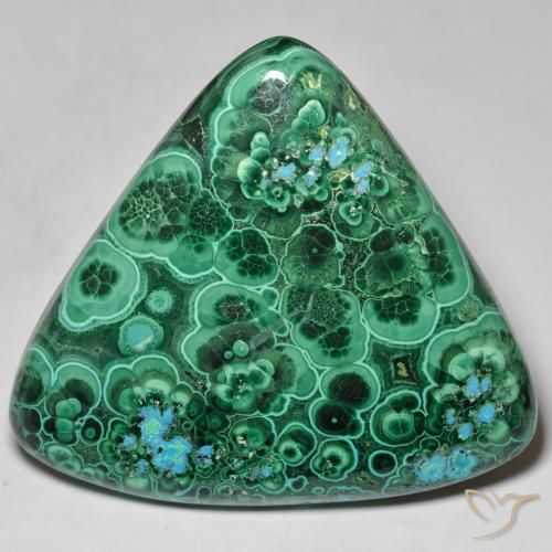 121,07ct Trillion taglio cabochon multicolore Crisocolla dall'Australia, Dimension 45,1 x 40,4mm, Natural non trattati Gemstone, Opaque Clarity, 1 piece Crisocolla in Multicolore Color, Mohs Hardness of 2 - 4, Photo A