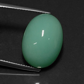 14.08 ct Green Chrysoprase Stone, Natural Chrysoprase in Oval Cabochon Shape for Sale