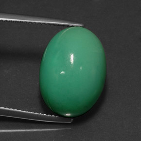 14.83 ct Green Chrysoprase Stone, Natural Chrysoprase in Oval Cabochon Shape for Sale