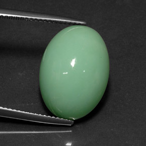 12.08 ct Green Chrysoprase Stone, Natural Chrysoprase in Oval Cabochon Shape for Sale