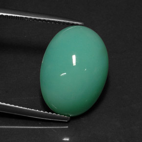 13.08 ct Green Chrysoprase Stone, Natural Chrysoprase in Oval Cabochon Shape for Sale
