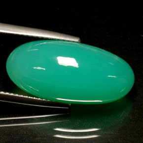 13.72 ct Green Chrysoprase Stone, Natural Chrysoprase in Oval Cabochon Shape for Sale