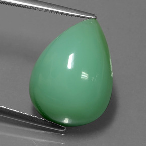 14.06 ct Green Chrysoprase Gemstone, Chrysoprase Gem in Pear Cabochon Shape for Sale.