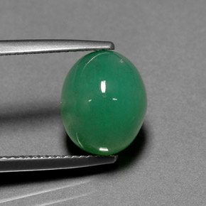 4.53 ct Green Chrysoprase Stone, Natural Chrysoprase in Oval Cabochon Shape for Sale
