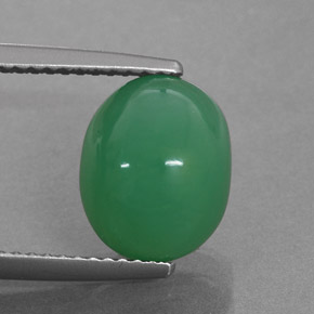 4.20 ct Green Chrysoprase Stone, Natural Chrysoprase in Oval Cabochon Shape for Sale