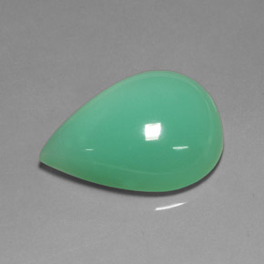 21.89 ct Green Chrysoprase Gemstone, Chrysoprase Gem in Pear Cabochon Shape for Sale.