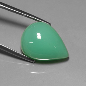 17.50 ct Green Chrysoprase Stone, Natural Chrysoprase in Pear Cabochon Shape for Sale