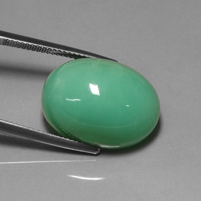 22.75 ct Green Chrysoprase Stone, Natural Chrysoprase in Oval Cabochon Shape for Sale