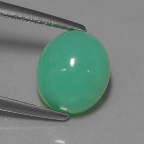 3.08 ct Green Chrysoprase Gemstone, Chrysoprase Gem in Oval Cabochon Shape for Sale.