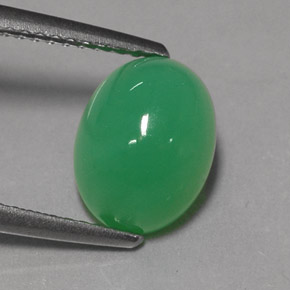 3.24 ct Green Chrysoprase Gemstone, Chrysoprase Gem in Oval Cabochon Shape for Sale.