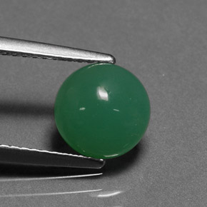 2.09 ct Green Chrysoprase Gemstone, Chrysoprase Gem in Round Cabochon Shape for Sale.