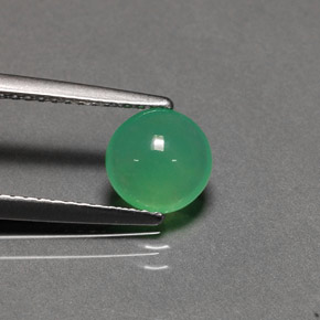 1.10 ct Green Chrysoprase Gemstone, Chrysoprase Gem in Round Cabochon Shape for Sale.