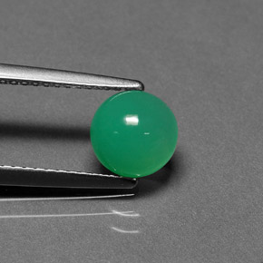 1.30 ct Green Chrysoprase Gemstone, Chrysoprase Gem in Round Cabochon Shape for Sale.