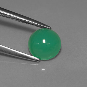 1.13 ct Green Chrysoprase Gemstone, Chrysoprase Gem in Round Cabochon Shape for Sale.