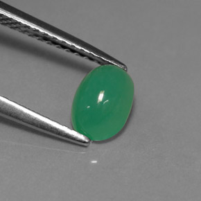 0.92 ct Green Chrysoprase Gemstone, Chrysoprase Gem in Oval Cabochon Shape for Sale.