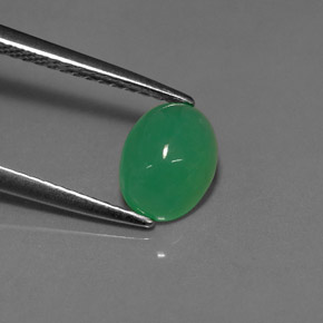 1.29 ct Green Chrysoprase Stone, Natural Chrysoprase in Oval Cabochon Shape for Sale