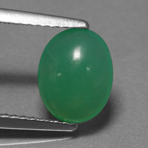 1.55 ct Green Chrysoprase Stone, Natural Chrysoprase in Oval Cabochon Shape for Sale