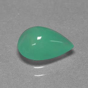 1.62 ct Green Chrysoprase Gemstone, Chrysoprase Gem in Pear Cabochon Shape for Sale.