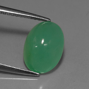 3.18 ct Green Chrysoprase Gemstone, Chrysoprase Gem in Oval Cabochon Shape for Sale.