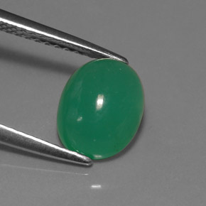 2.14 ct Green Chrysoprase Gemstone, Chrysoprase Gem in Oval Cabochon Shape for Sale.