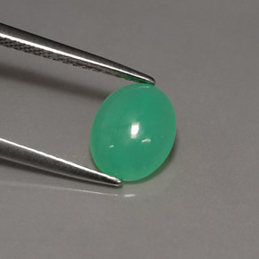1.21 ct Green Chrysoprase Gemstone, Chrysoprase Gem in Oval Cabochon Shape for Sale.