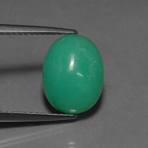 4.05 ct Green Chrysoprase Stone, Natural Chrysoprase in Oval Cabochon Shape for Sale