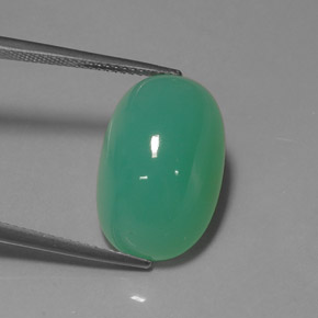 16.67 ct Green Chrysoprase Gemstone, Chrysoprase Gem in Oval Cabochon Shape for Sale.