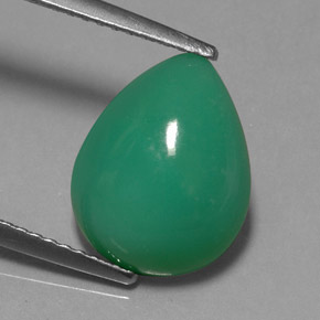 3.77 ct Green Chrysoprase Gemstone, Chrysoprase Gem in Pear Cabochon Shape for Sale.