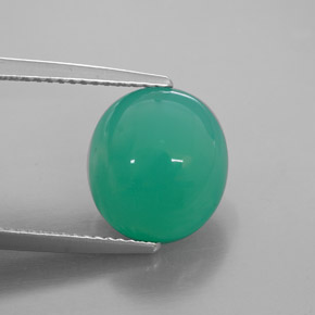 6.11 ct Green Chrysoprase Gemstone, Chrysoprase Gem in Oval Cabochon Shape for Sale.