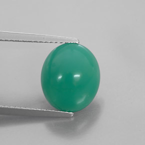 4.38 ct Green Chrysoprase Gemstone, Chrysoprase Gem in Oval Cabochon Shape for Sale.